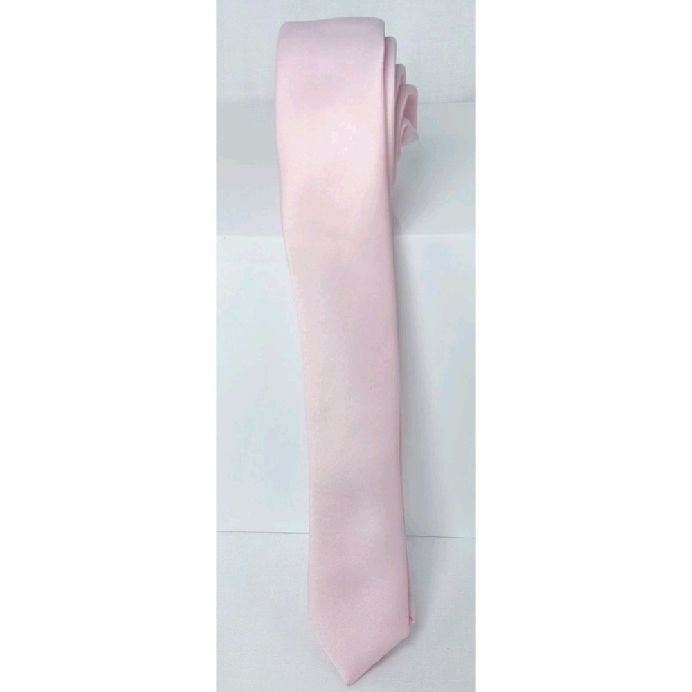 Vesuvio Napoli Mens Skinny Thin Tie Pink 100% Polyester Necktie 1.5"x60"